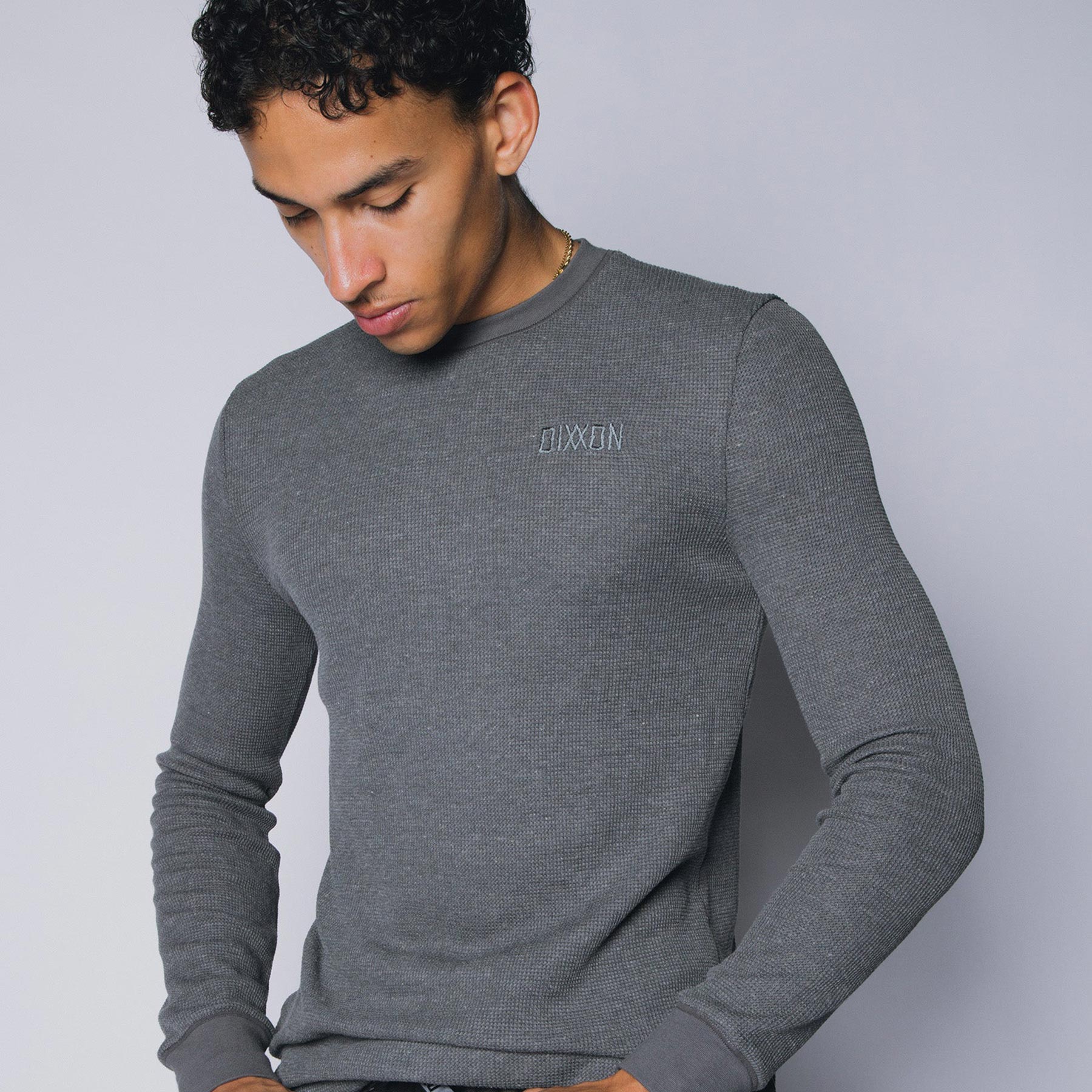 Waffle Knit Long Sleeve Dark Grey