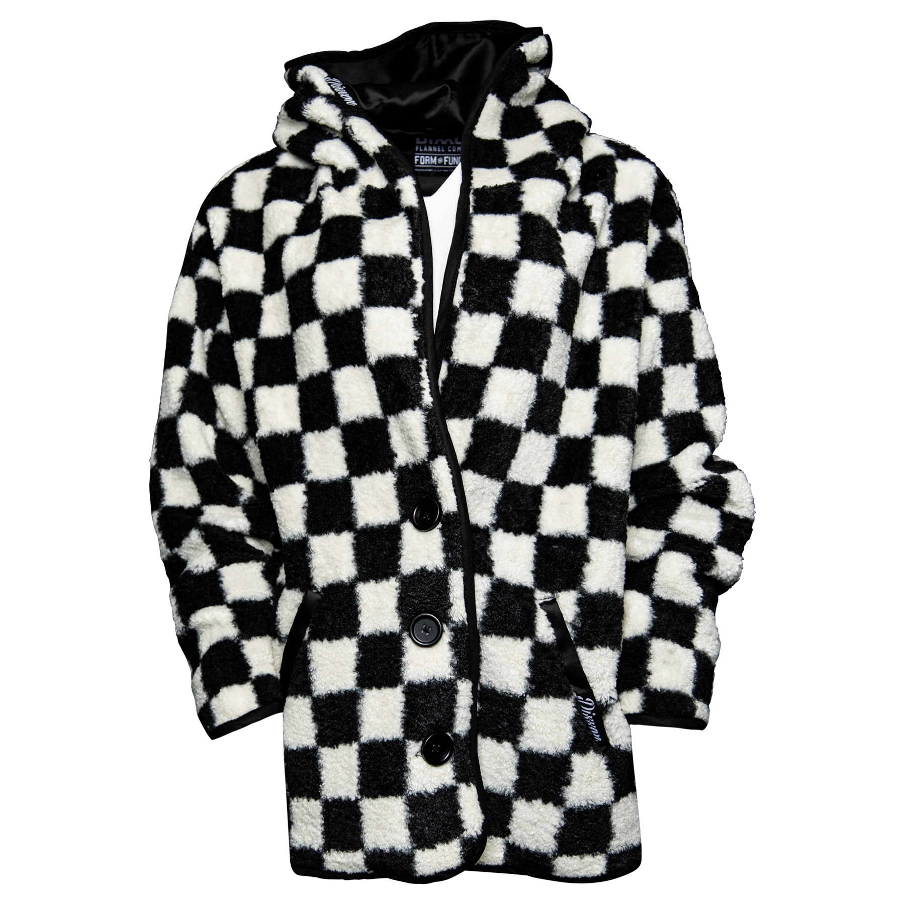 Women's Checkered Sherpa Cardigan - Black & White - Dixxon Flannel Co.