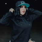 Women's Grey Crest Lightweight Pullover Hoodie - Black - Dixxon Flannel