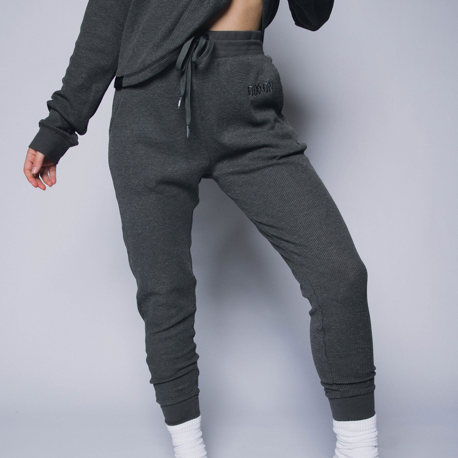 Women s Waffle Knit Joggers Dark Grey Dixxon Flannel Co. DIXXON UK