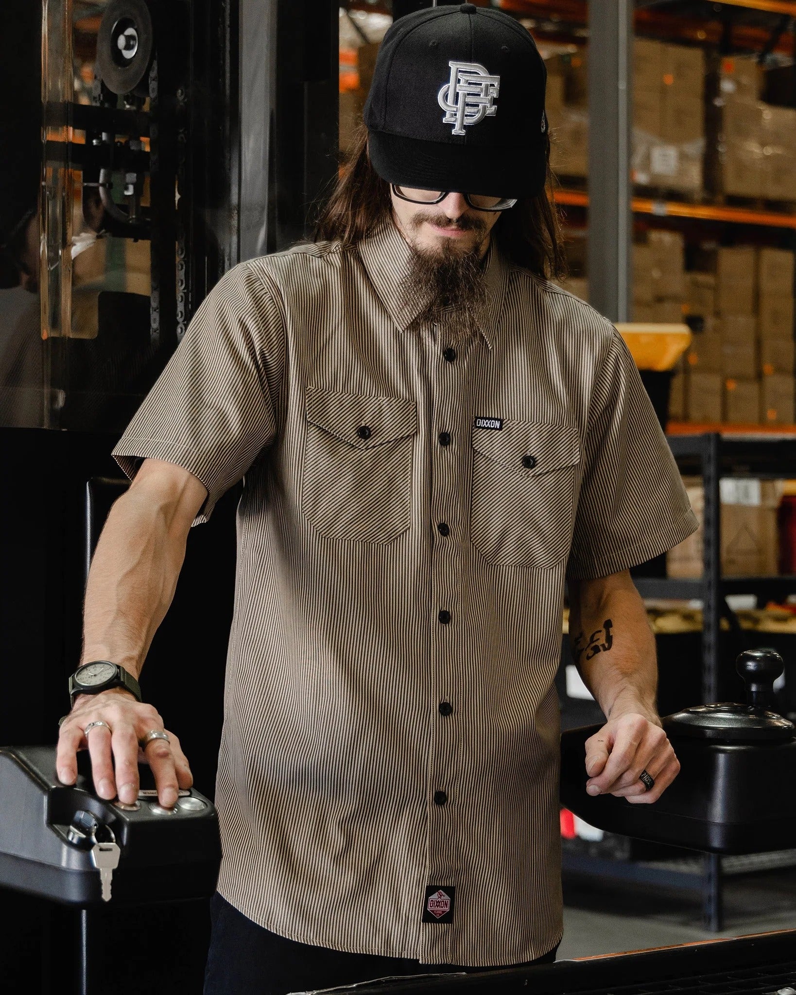 WorkForce Short Sleeve Work Shirt - Khaki & Black | Dixxon Flannel