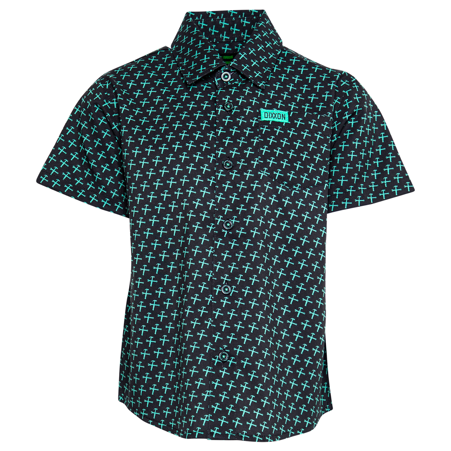 Youth Party Hammer Short Sleeve - Black & Aqua - Dixxon Flannel Co.