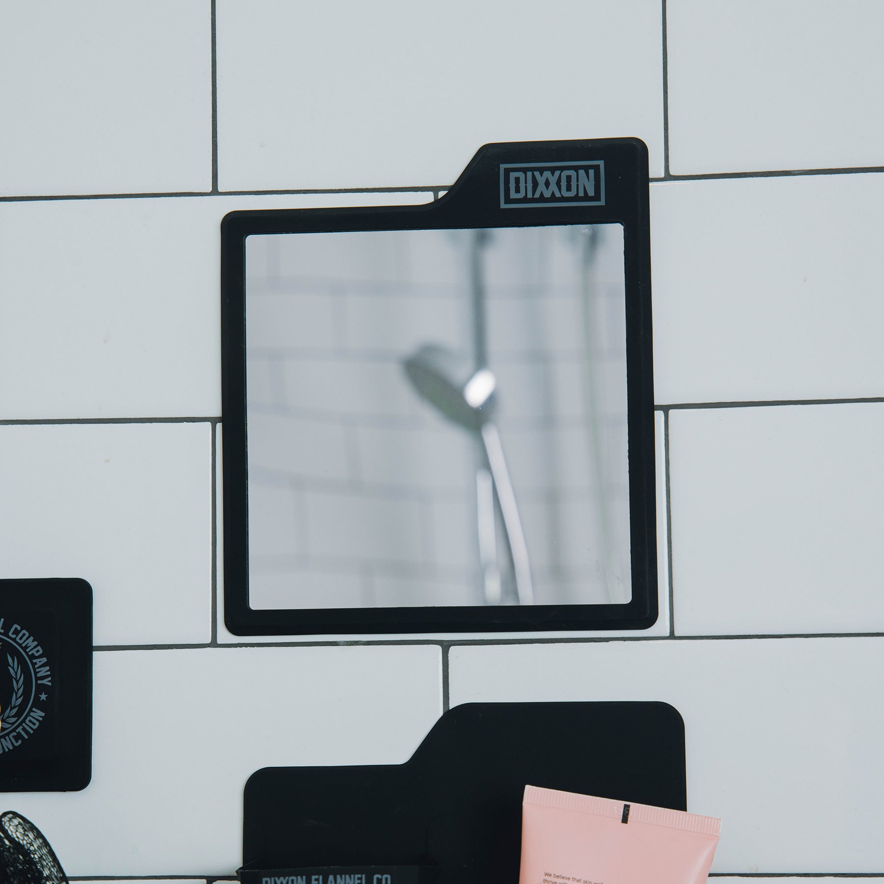Anti-Fog Adhesive Shower Mirror - Black