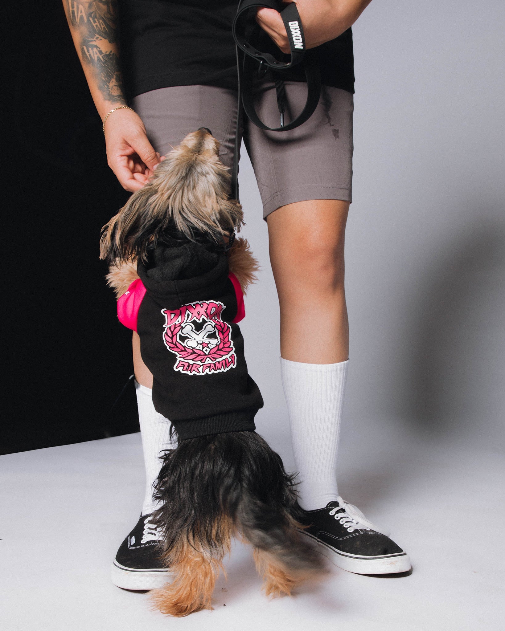 Fur Family Dog Hoodie - Black & Pink