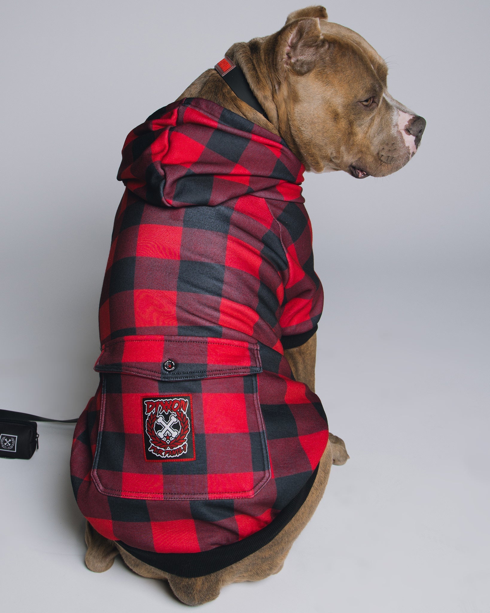 Redrum Flannel Print Dog Hoodie