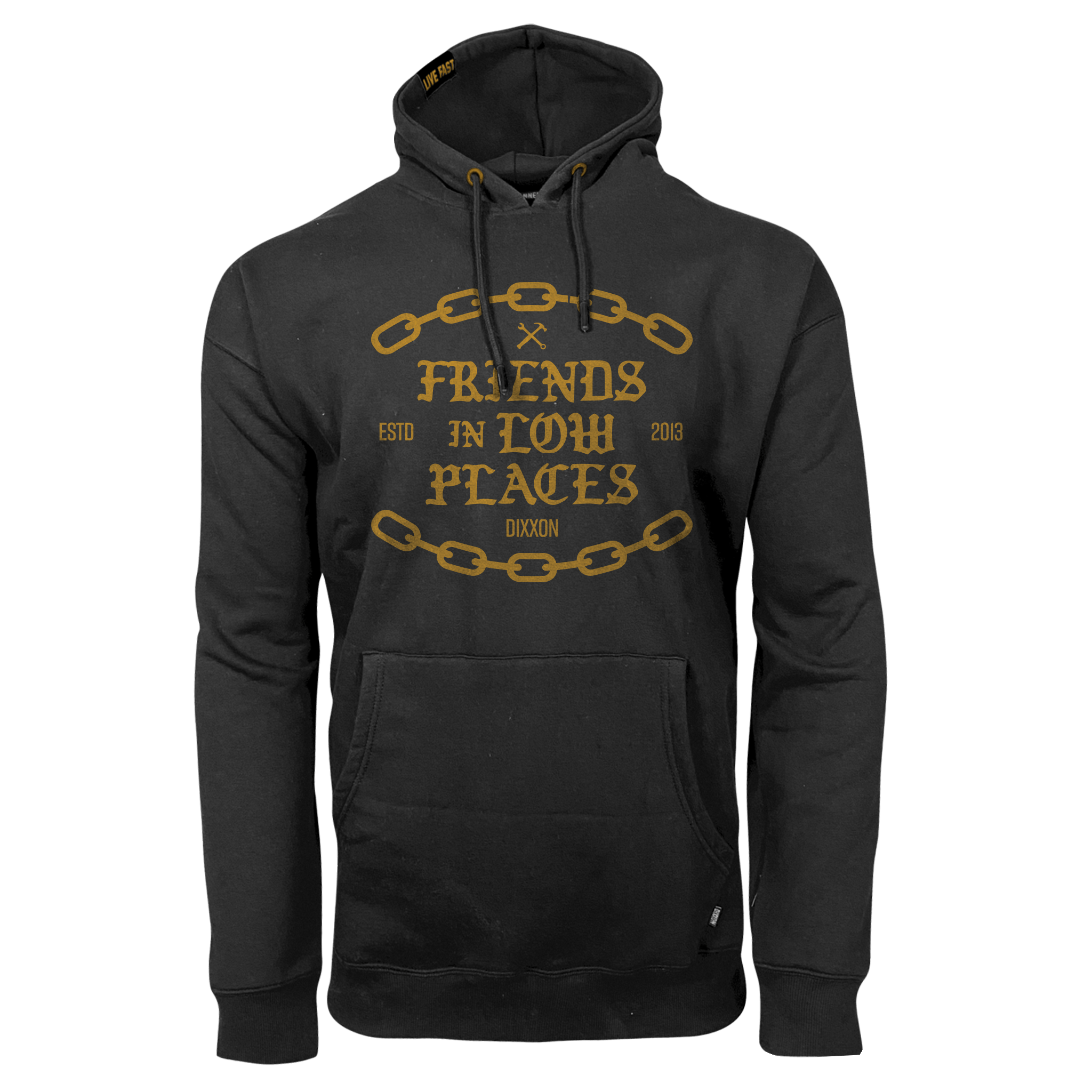 Friends in Low Places Hoodie - Black/Gold | Dixxon Flannel Co.
