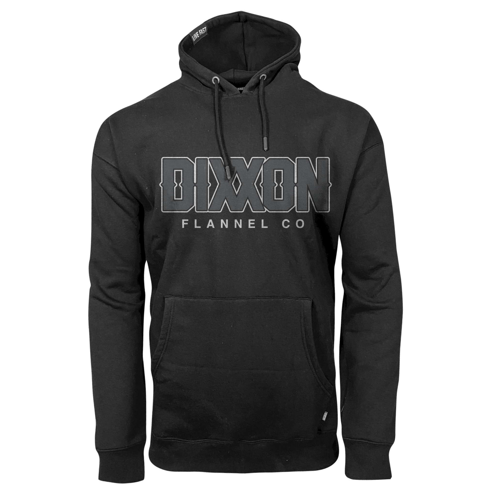 Grey Box Font Pullover Hoodie - Black