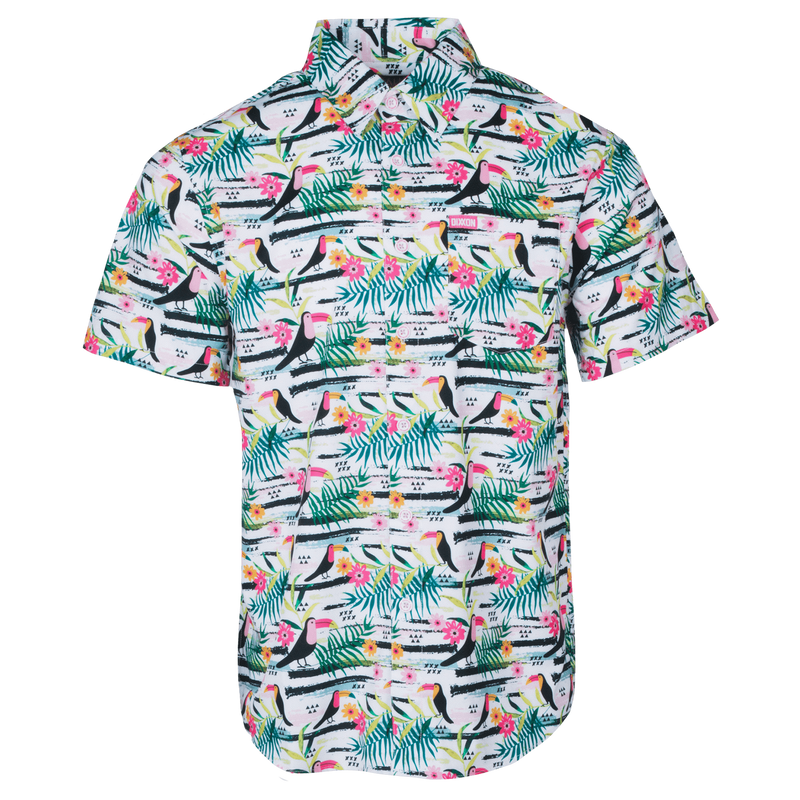 White Toucan Print Hawaiian Shirt