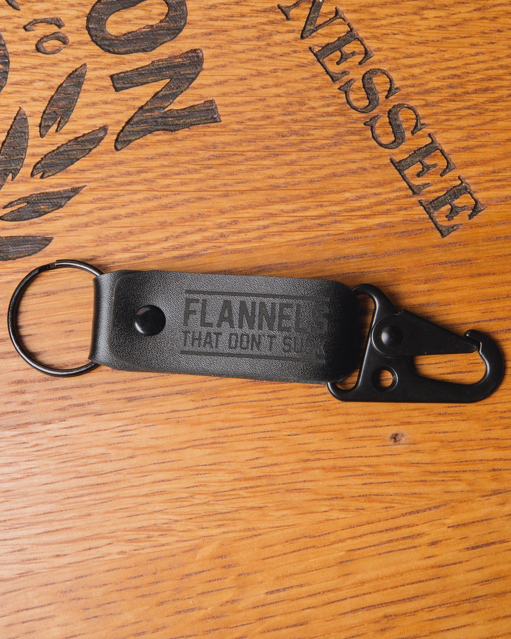 Leather Keychain Clip - Black