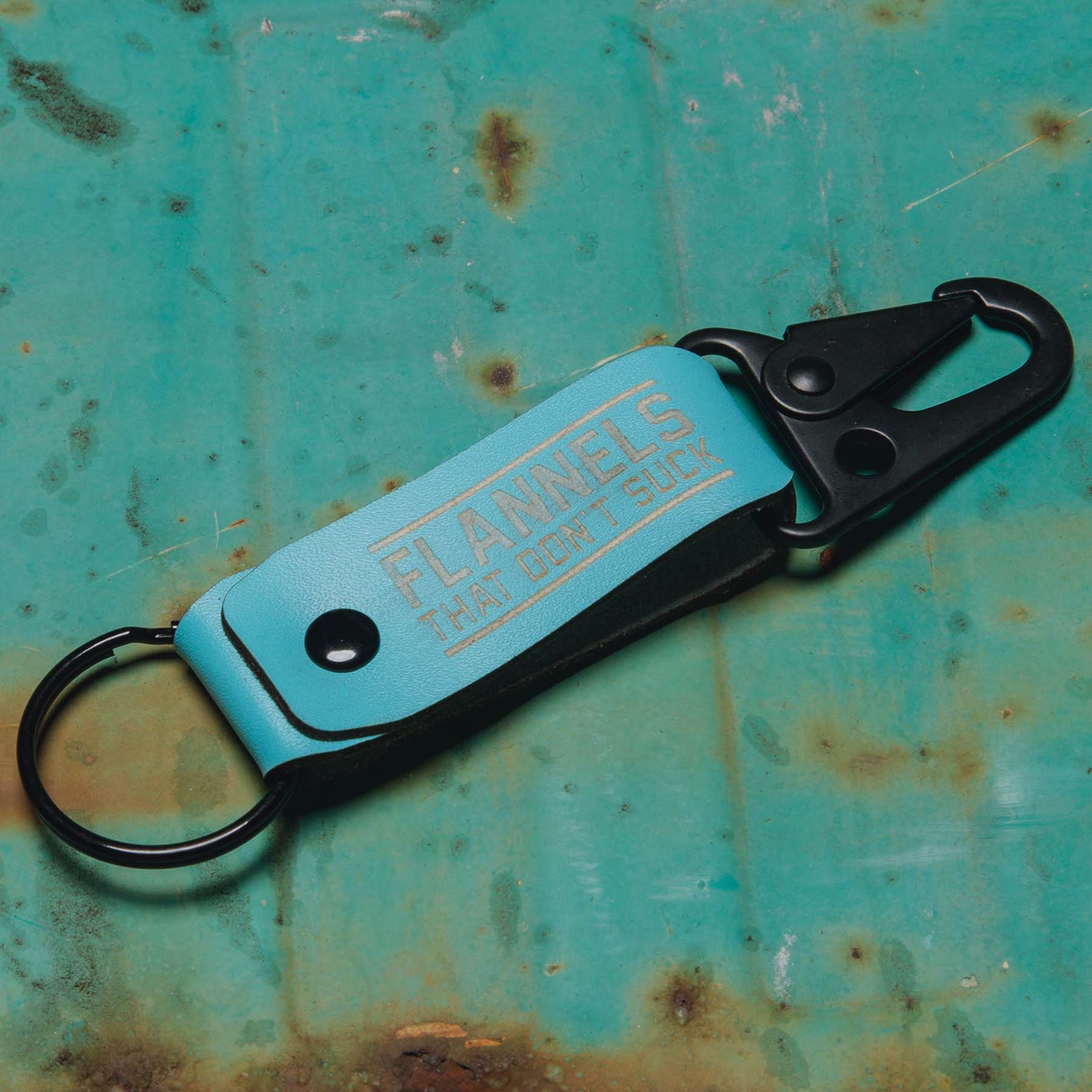 Leather Keychain Clip - Blue