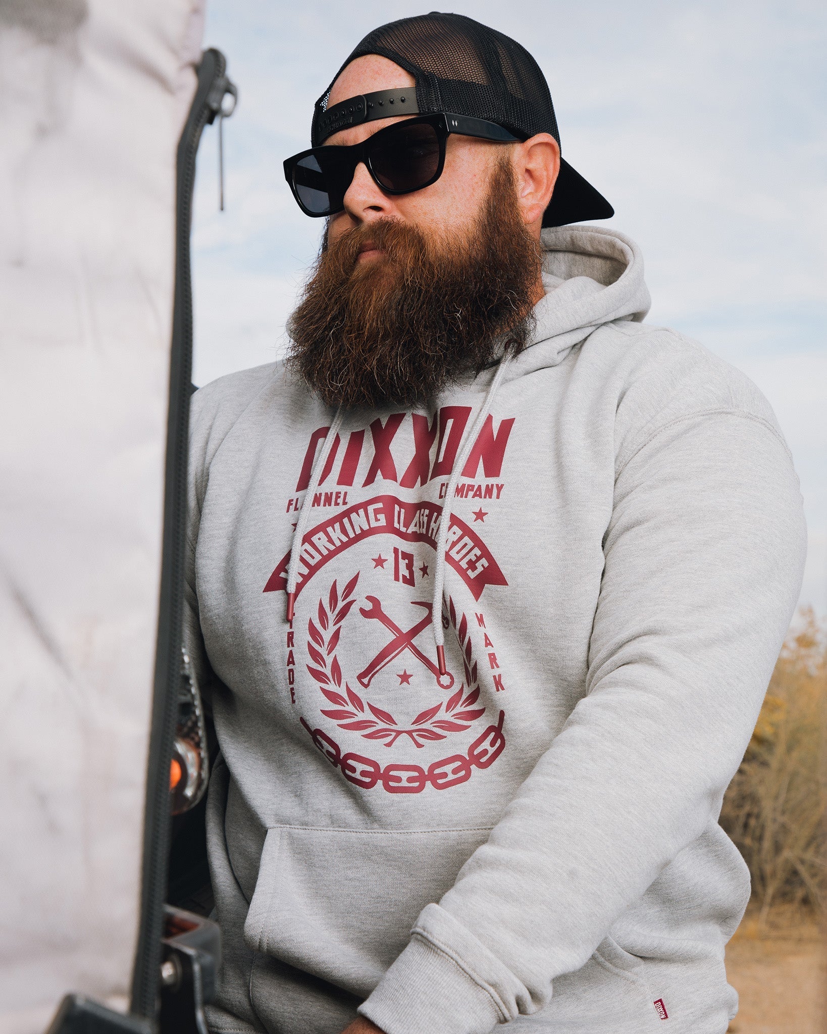 Maroon Weld Pullover Hoodie - Heather Grey