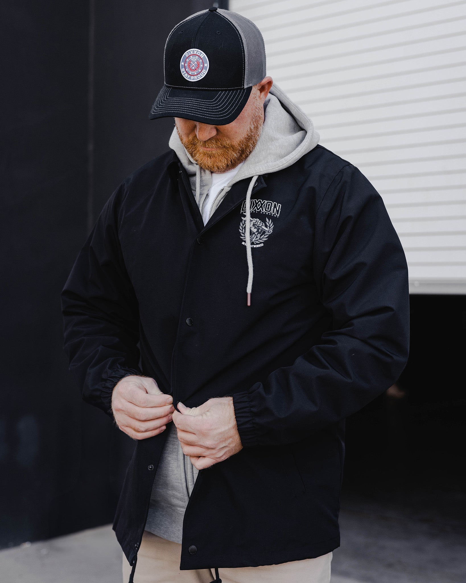 Never Outworked Coaches Jacket - Black | Dixxon Flannel Co