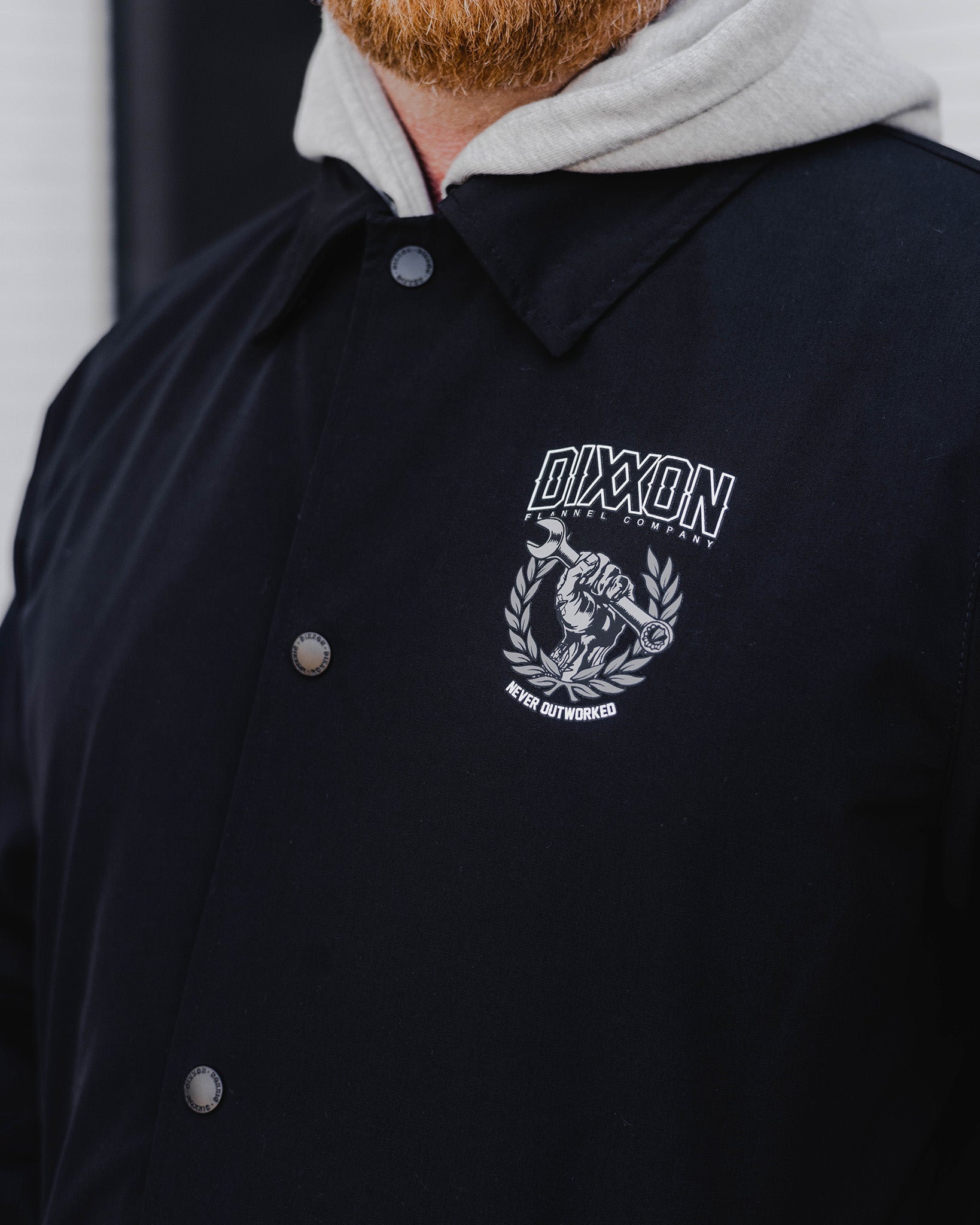 Never Outworked Coaches Jacket - Black | Dixxon Flannel Co