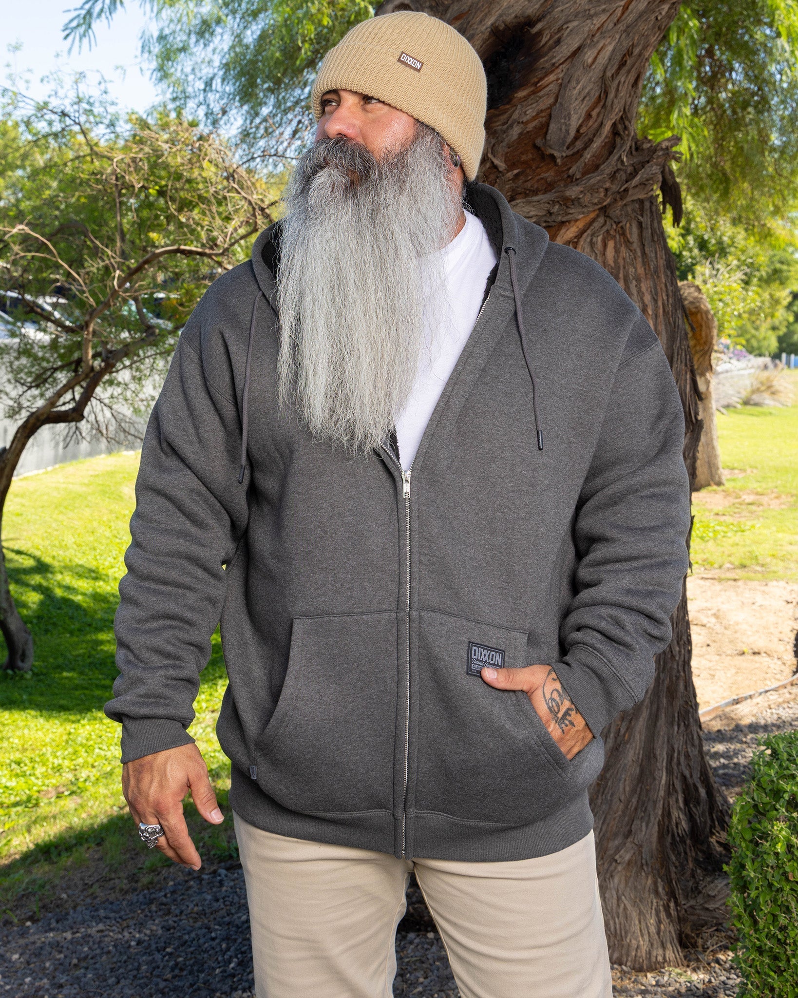 Sherpa Lined Zip Up Hoodie - Heather Charcoal | Dixxon Flannel Co