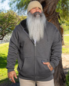 Sherpa Lined Zip Up Hoodie - Heather Charcoal - Dixxon Flannel Co.