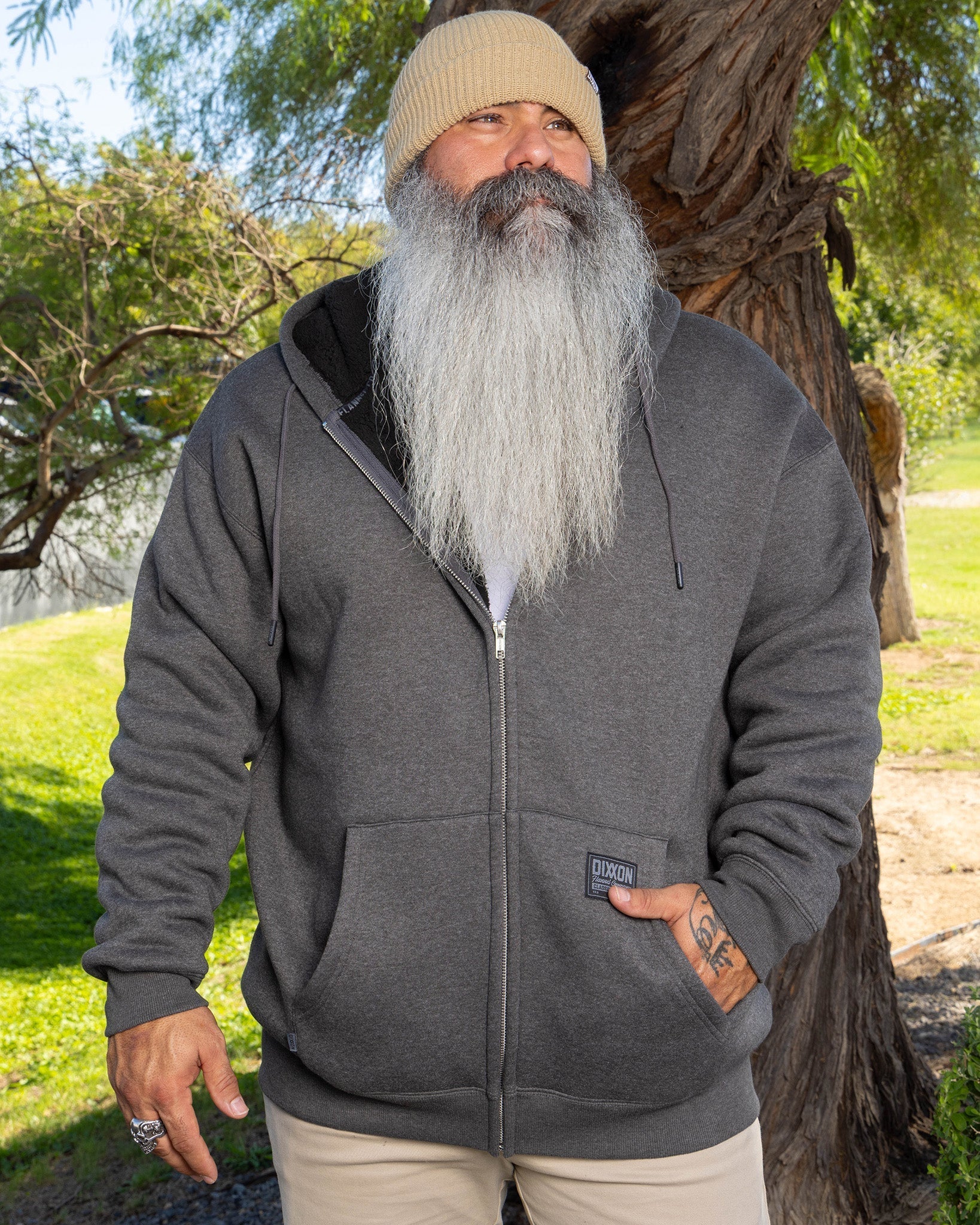 Sherpa Lined Zip Up Hoodie - Heather Charcoal - Dixxon Flannel Co.