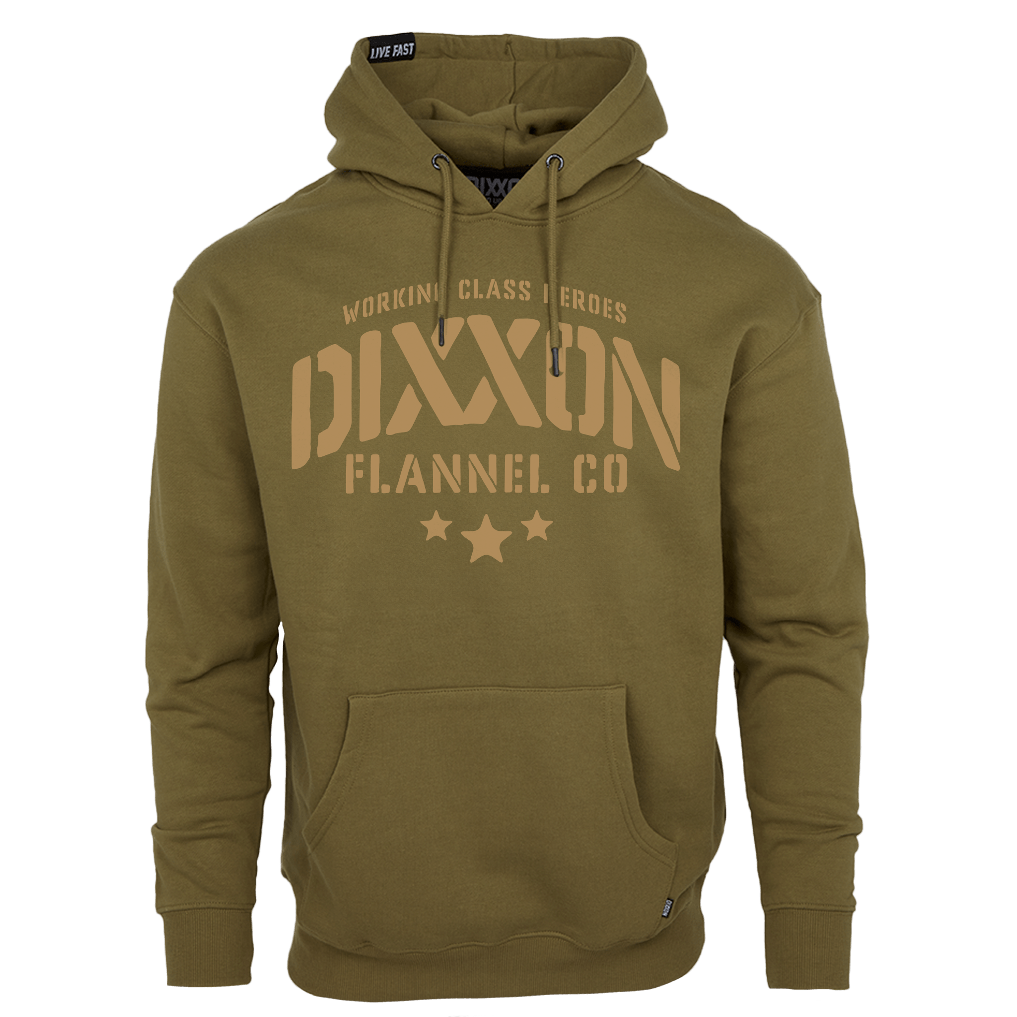 Tan Stencil Pullover Hoodie - O.D. Green