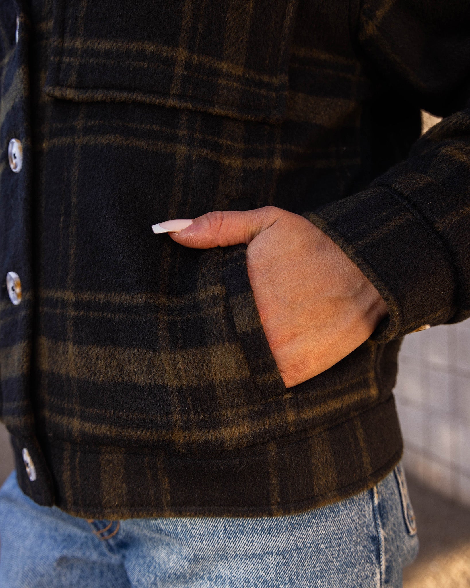 Women's Cropped Shacket - Brown & Black - Dixxon Flannel Co.