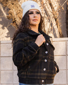 Women's Cropped Shacket - Brown & Black - Dixxon Flannel Co.