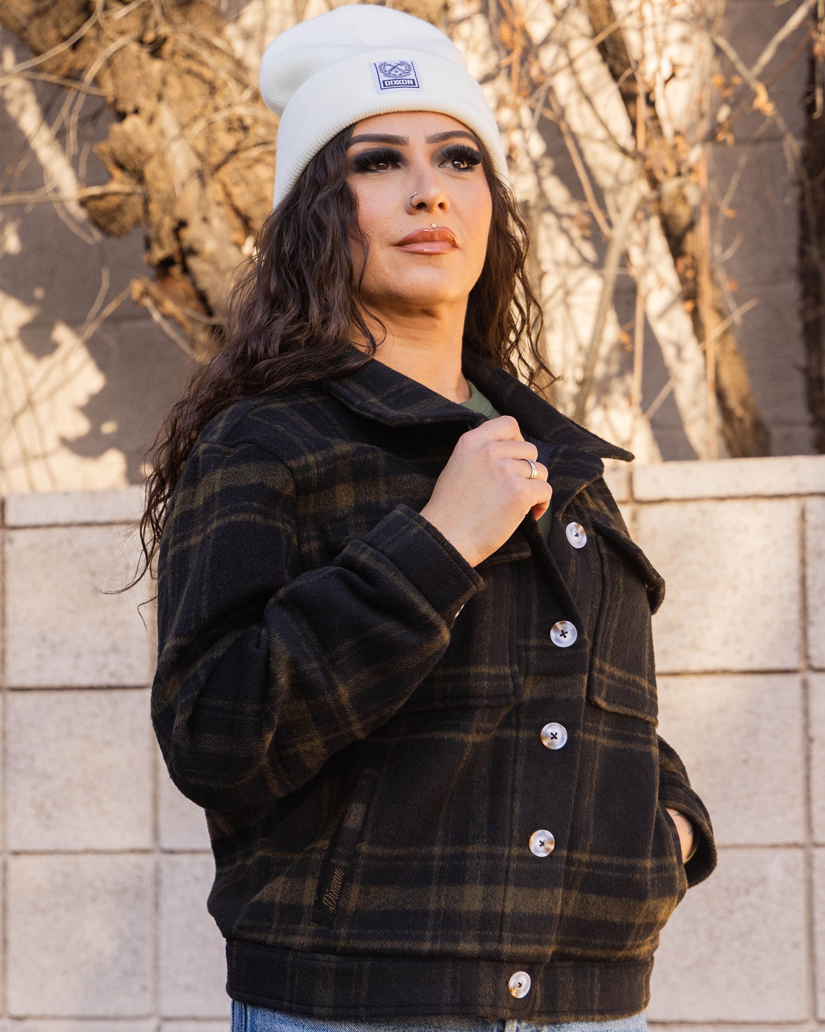 Women's Cropped Shacket - Brown & Black - Dixxon Flannel Co.