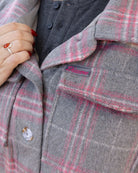 Women's Cropped Shacket - Grey & Pink - Dixxon Flannel Co.