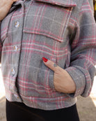 Women's Cropped Shacket - Grey & Pink - Dixxon Flannel Co.