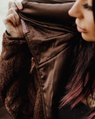 Women's Hooded Sherpa Cardigan - Mocha - Dixxon Flannel Co.