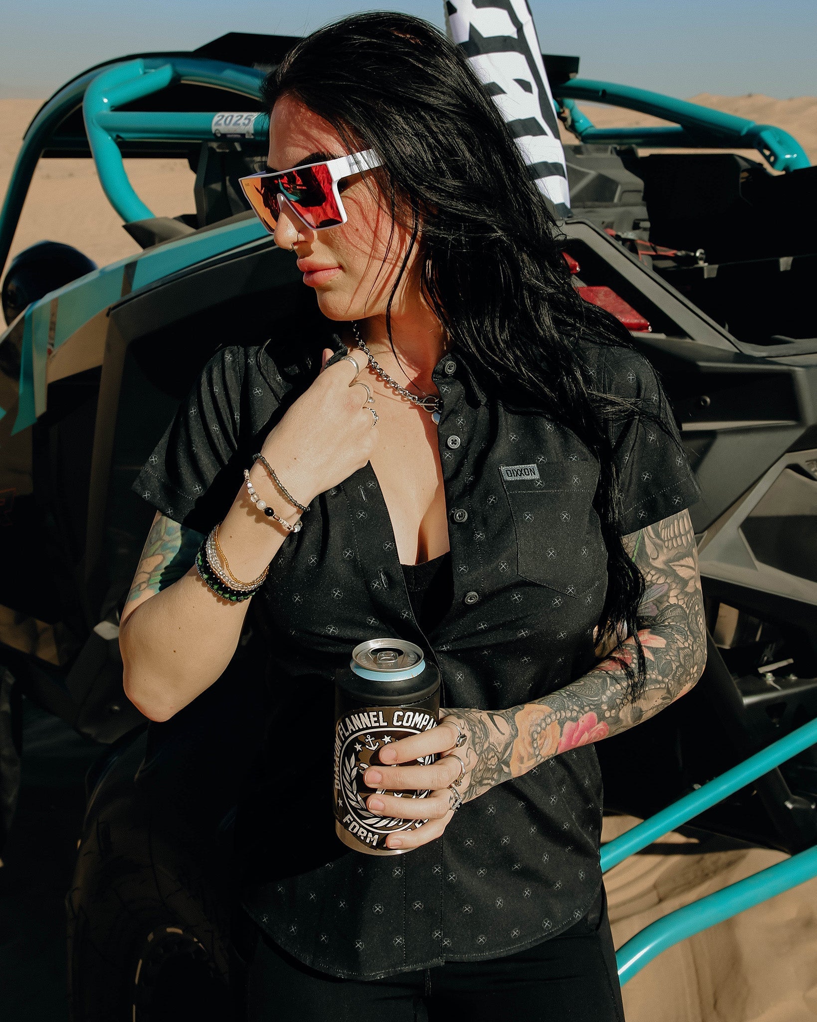 Women's Huckster Party Shirt - Black & Grey - Dixxon Flannel Co.