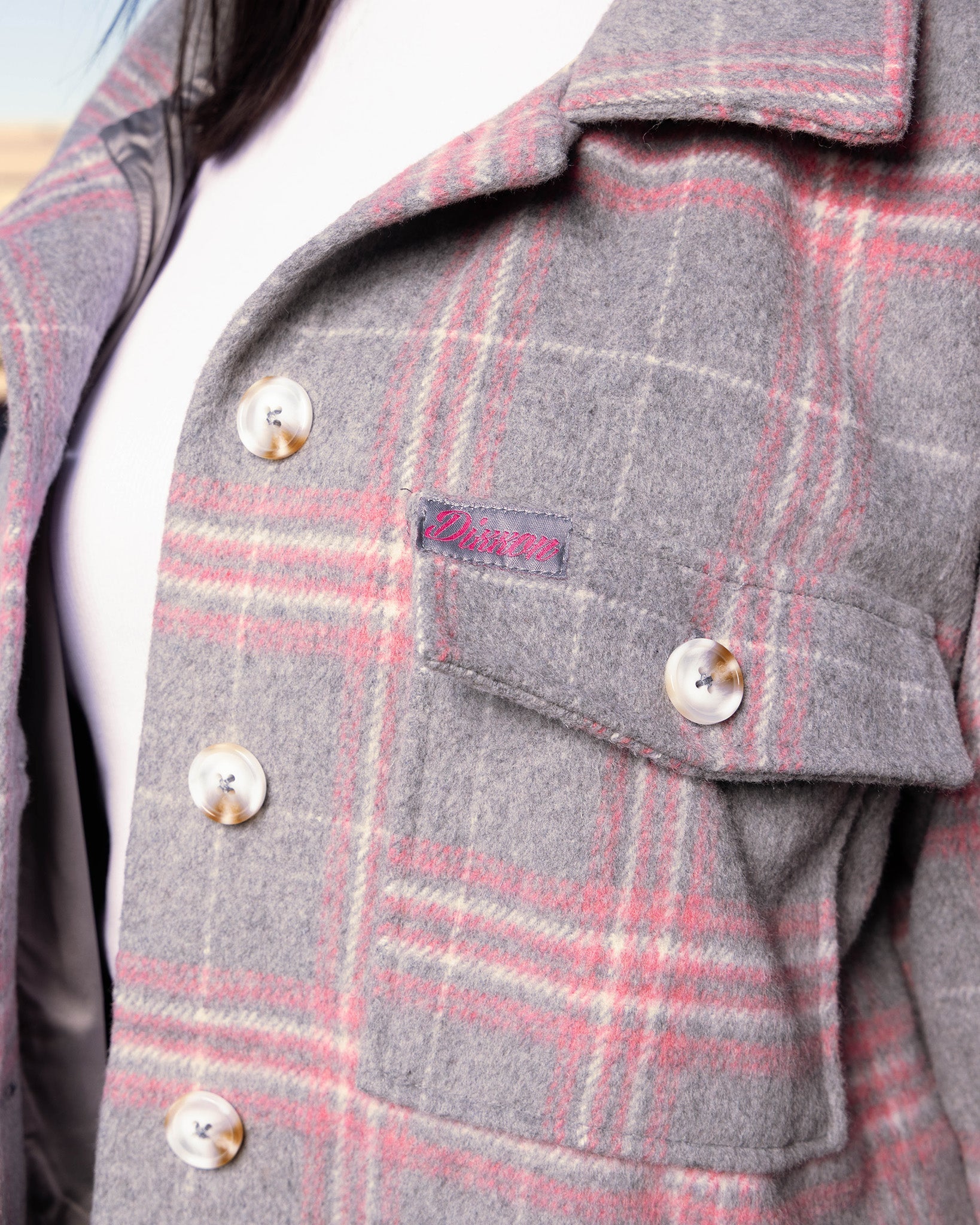 Women's Long Shacket - Grey & Pink - Dixxon Flannel Co.