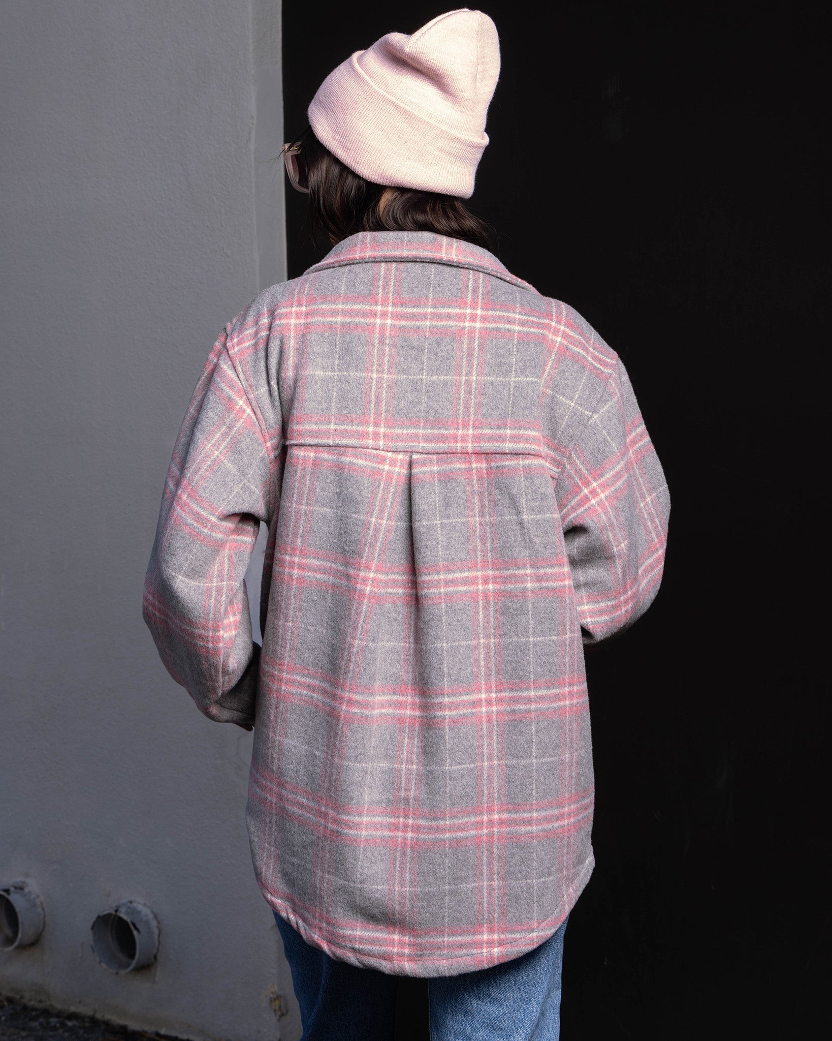 Women's Long Shacket - Grey & Pink - Dixxon Flannel Co.