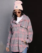 Women's Long Shacket - Grey & Pink - Dixxon Flannel Co.
