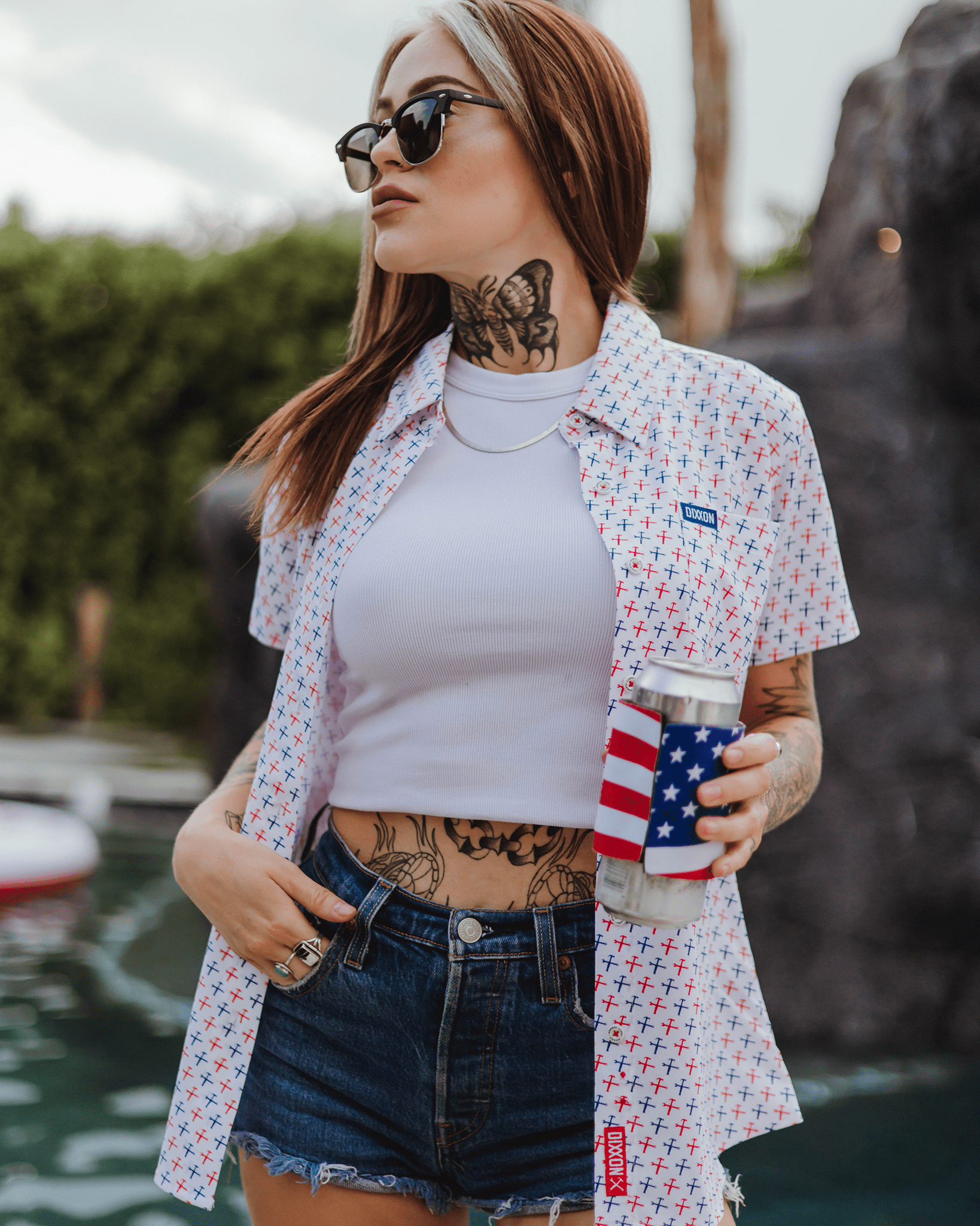 Women s Party Hammers Short Sleeve Red White Blue Dixxon Flannel Co. DIXXON UK