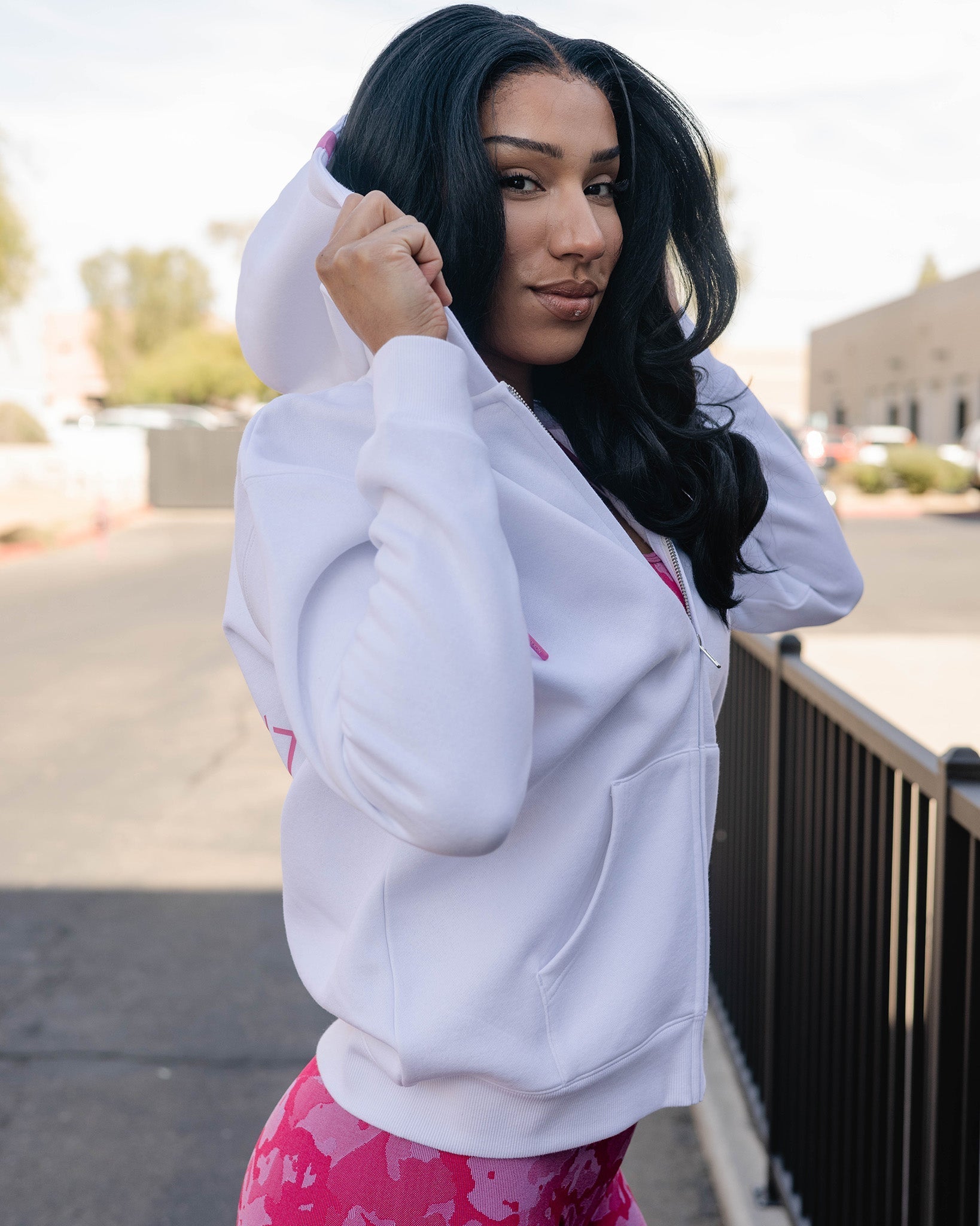 Women's Pink Stardust Zip Up Hoodie - White - Dixxon Flannel Co.