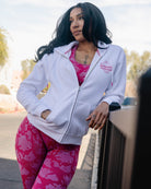 Women's Pink Stardust Zip Up Hoodie - White - Dixxon Flannel Co.