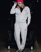 Women's Pink Stardust Zip Up Hoodie - White - Dixxon Flannel Co.