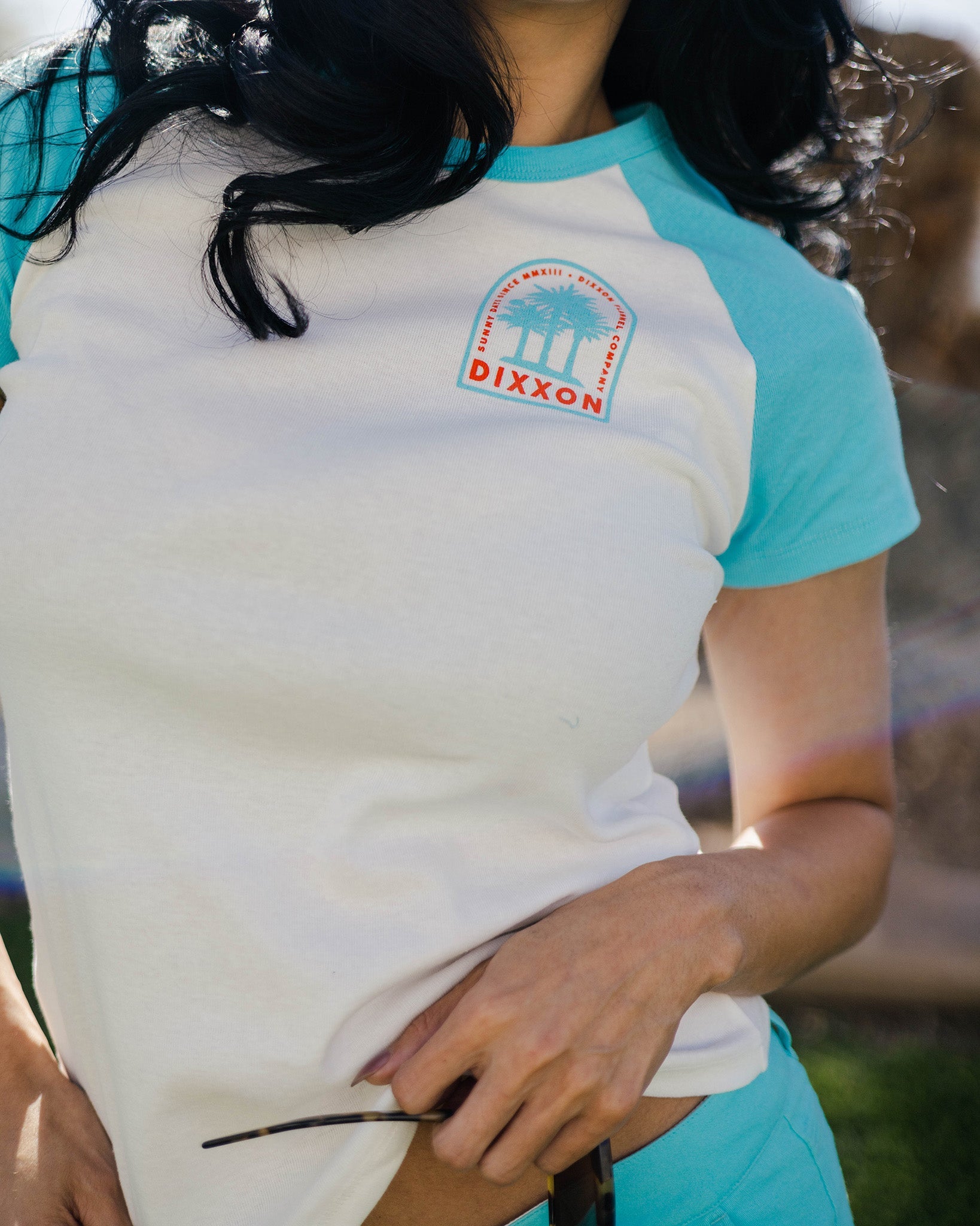 Women's Sunny Days Raglan Tee - White & Tiffany - Dixxon Flannel Co.