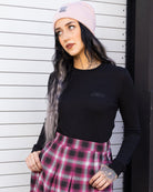 Women's Waffle Knit Long Sleeve Tee - Black - Dixxon Flannel Co.