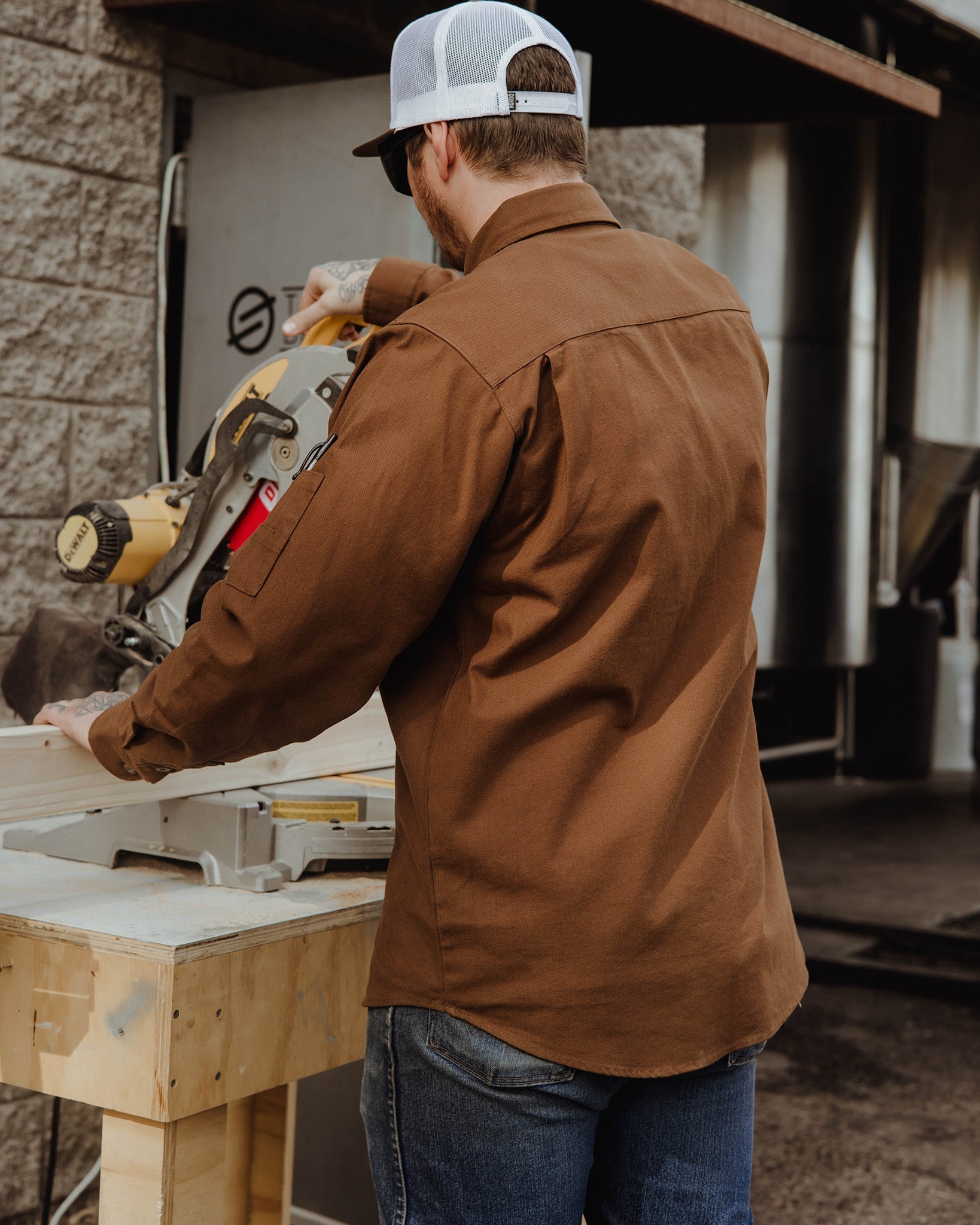 Men's WorkForce Long Sleeve Work Shirt - Brown | Dixxon Flannel Co